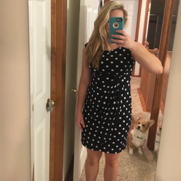 Navy Polka Dot Dress - Picture 2 of 4